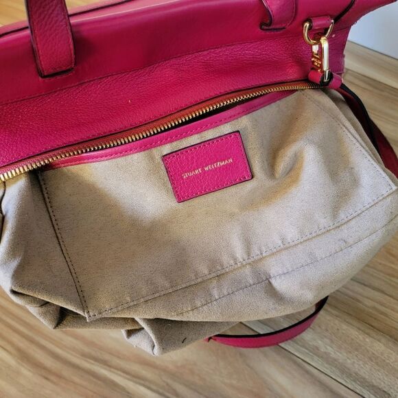 Stuart Weitzman Eastside Structured Satchel Crossbody Tote Magenta Fuchsia Pink - Picture 8 of 15